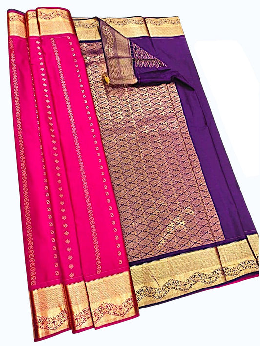 Semi silk saree kanjivaram pattu style mix silk