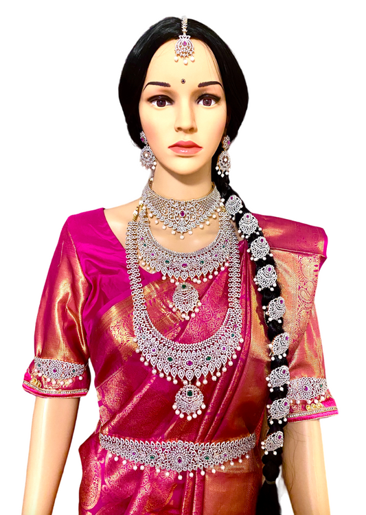 AD Bridal Set | Ruby Pink Green| GJ Finish