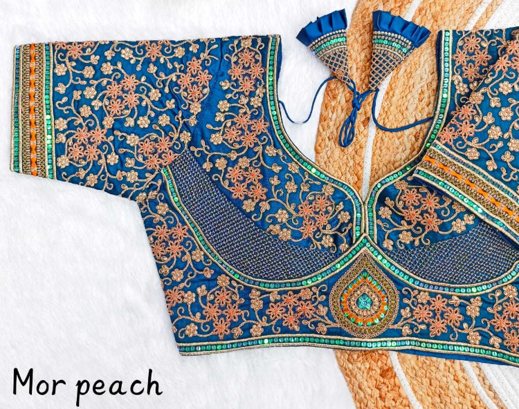 Italian Silk Embroidered Readymade Blouse