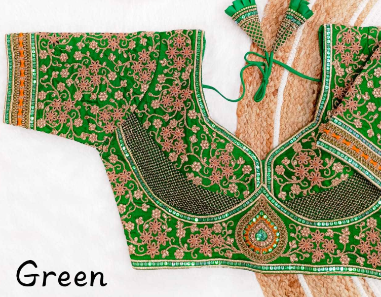 Italian Silk Embroidered Readymade Blouse