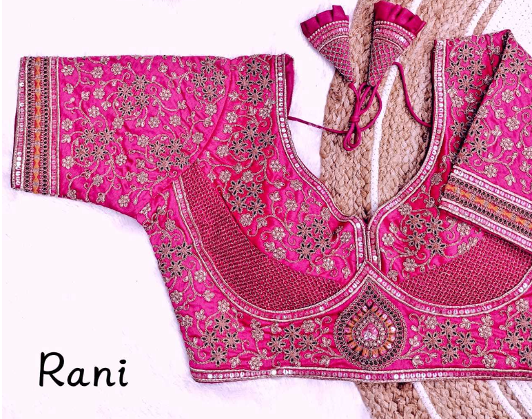 Italian Silk Embroidered Readymade Blouse