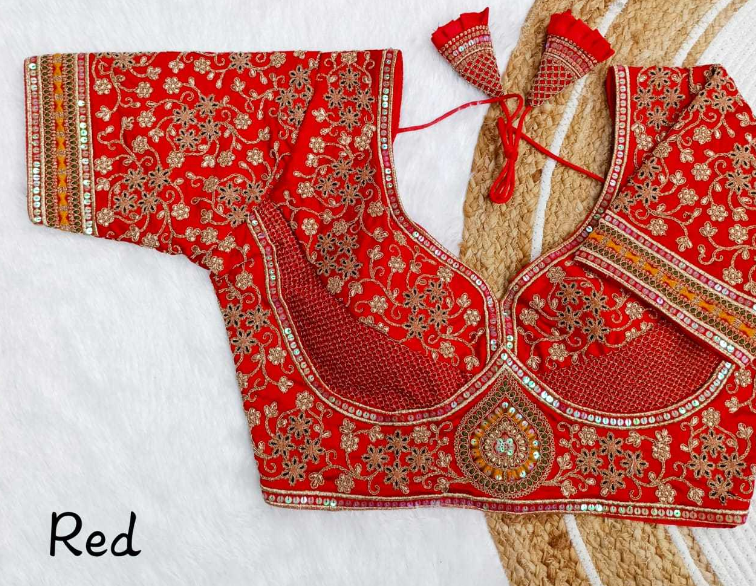 Italian Silk Embroidered Readymade Blouse