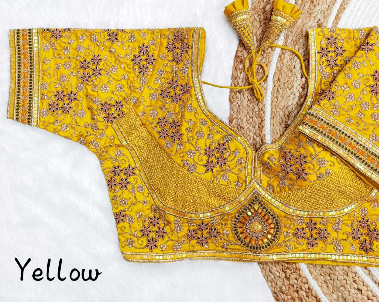 Italian Silk Embroidered Readymade Blouse