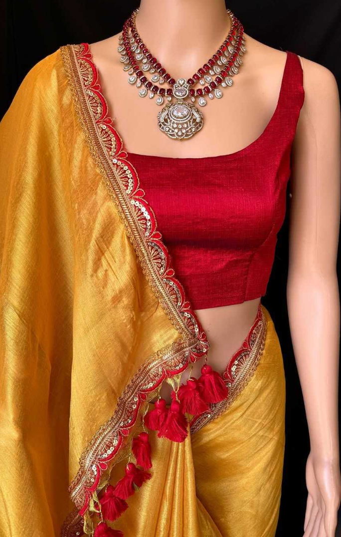Cotton Tissue Silk Lace Border Saree