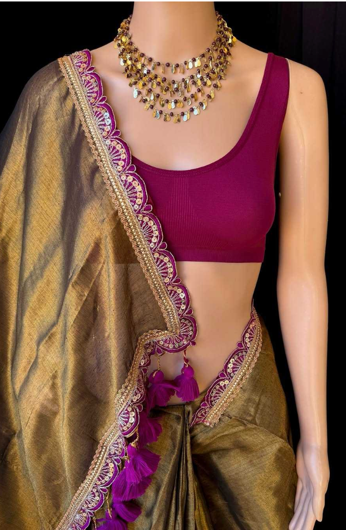 Cotton Tissue Silk Lace Border Saree