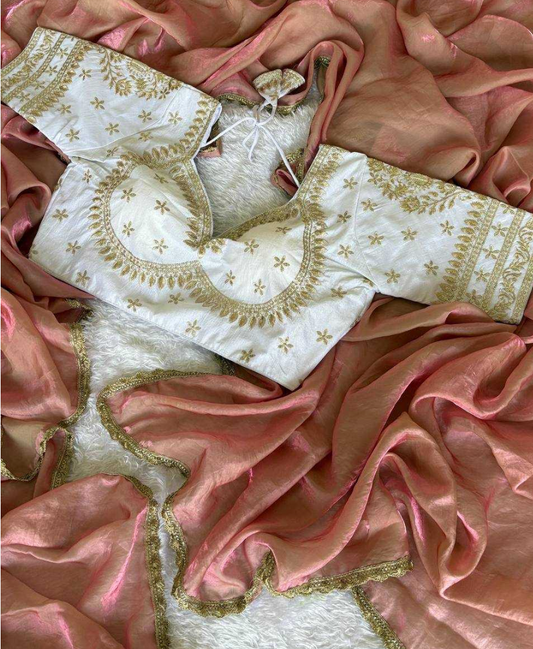 GlassTissue Silk Saree with Blouse| Chiffon silk saree