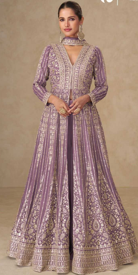 Chinon Silk  Embroidered Bollywood Style  Designer Gowns