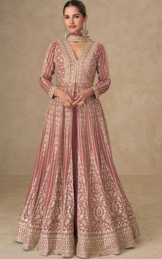 Chinon Silk  Embroidered Bollywood Style  Designer Gowns