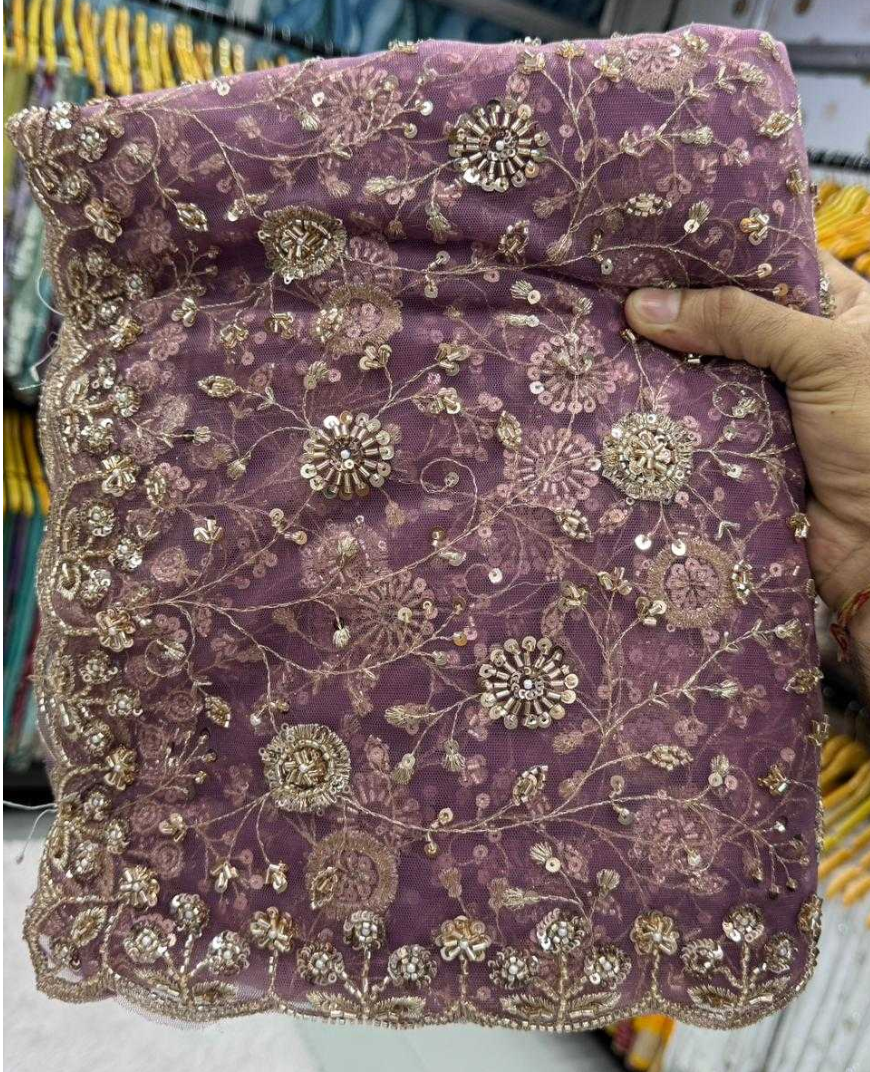 Soft Net Saree With Heavy Sequins embroidered Work