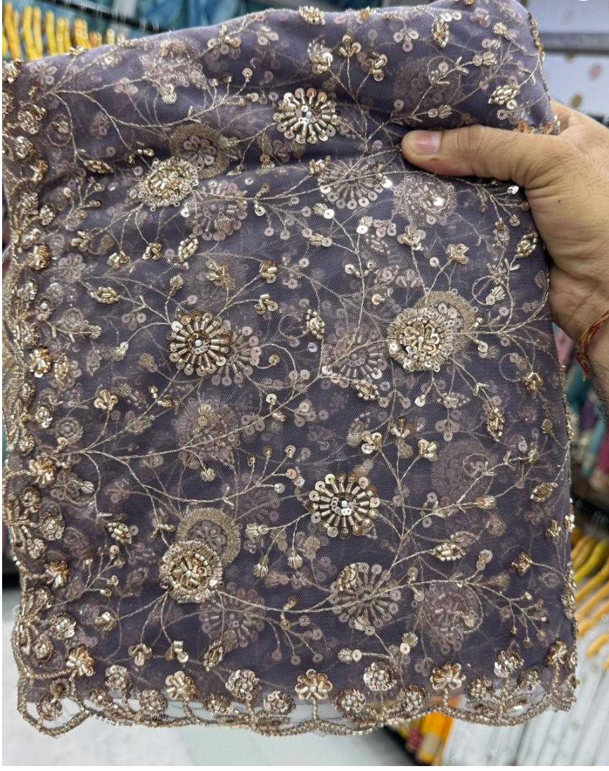 Soft Net Saree With Heavy Sequins embroidered Work