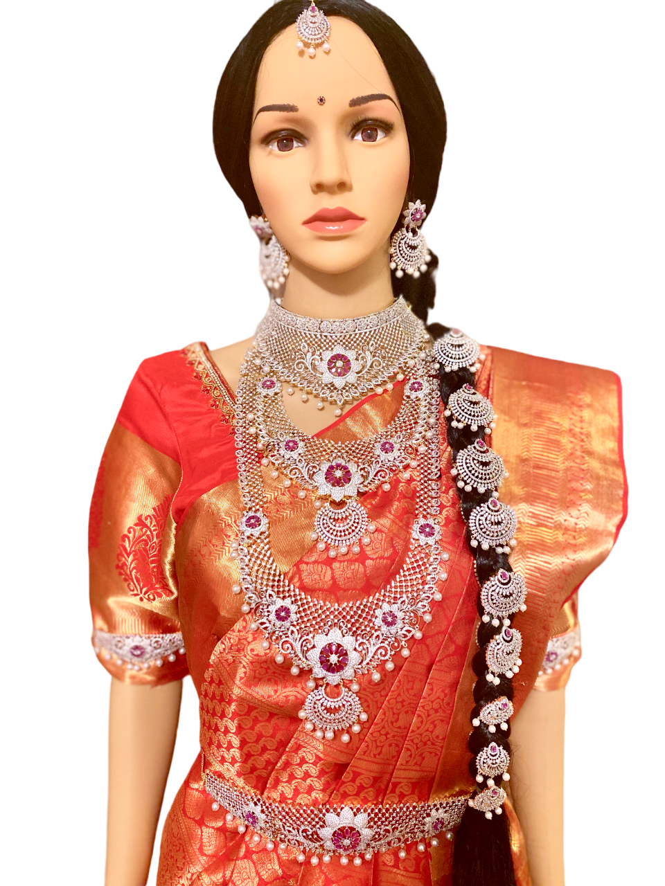 AD Bridal Set |GJ Finish| Pink| Chandbali