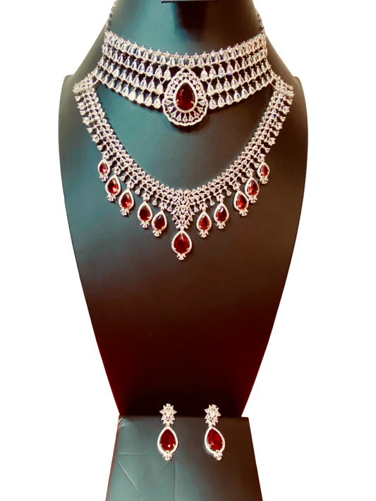 CZ American Diamond 2 layer Necklace