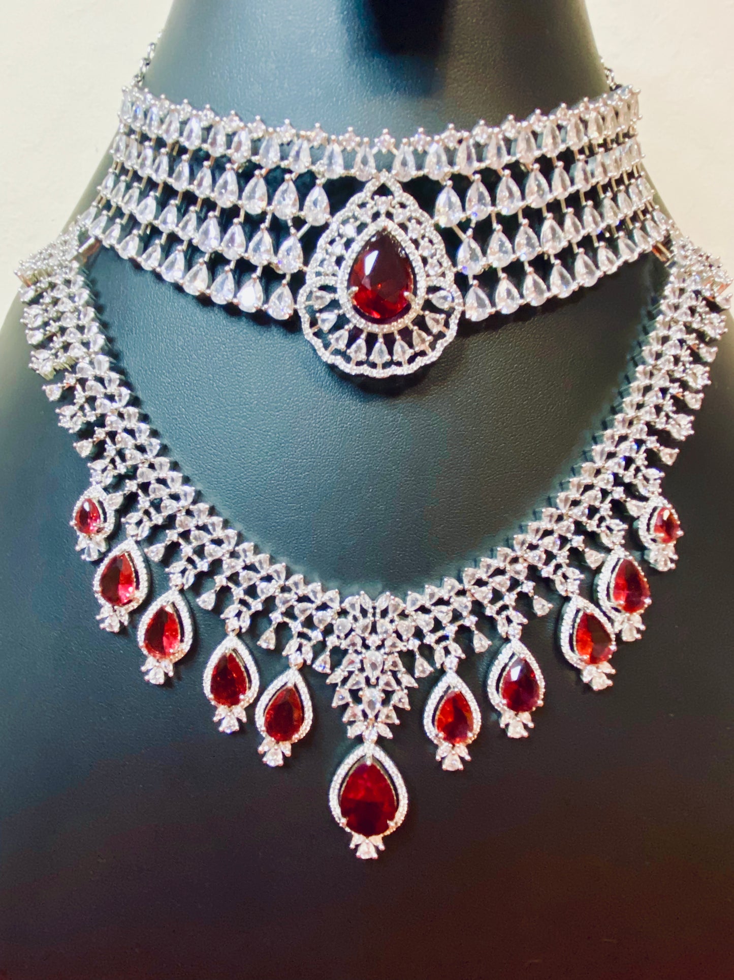 CZ American Diamond 2 layer Necklace