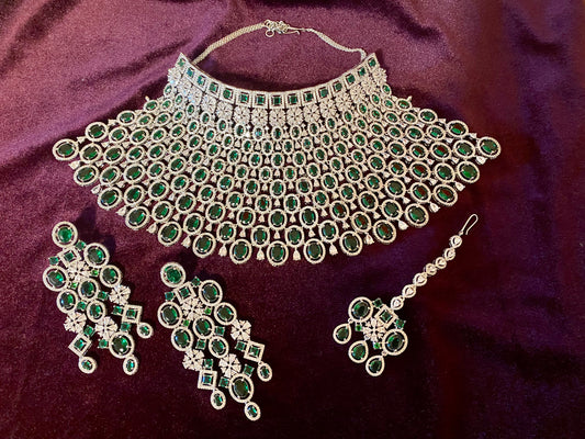 AD Bridal Large Choker| Emerald Green