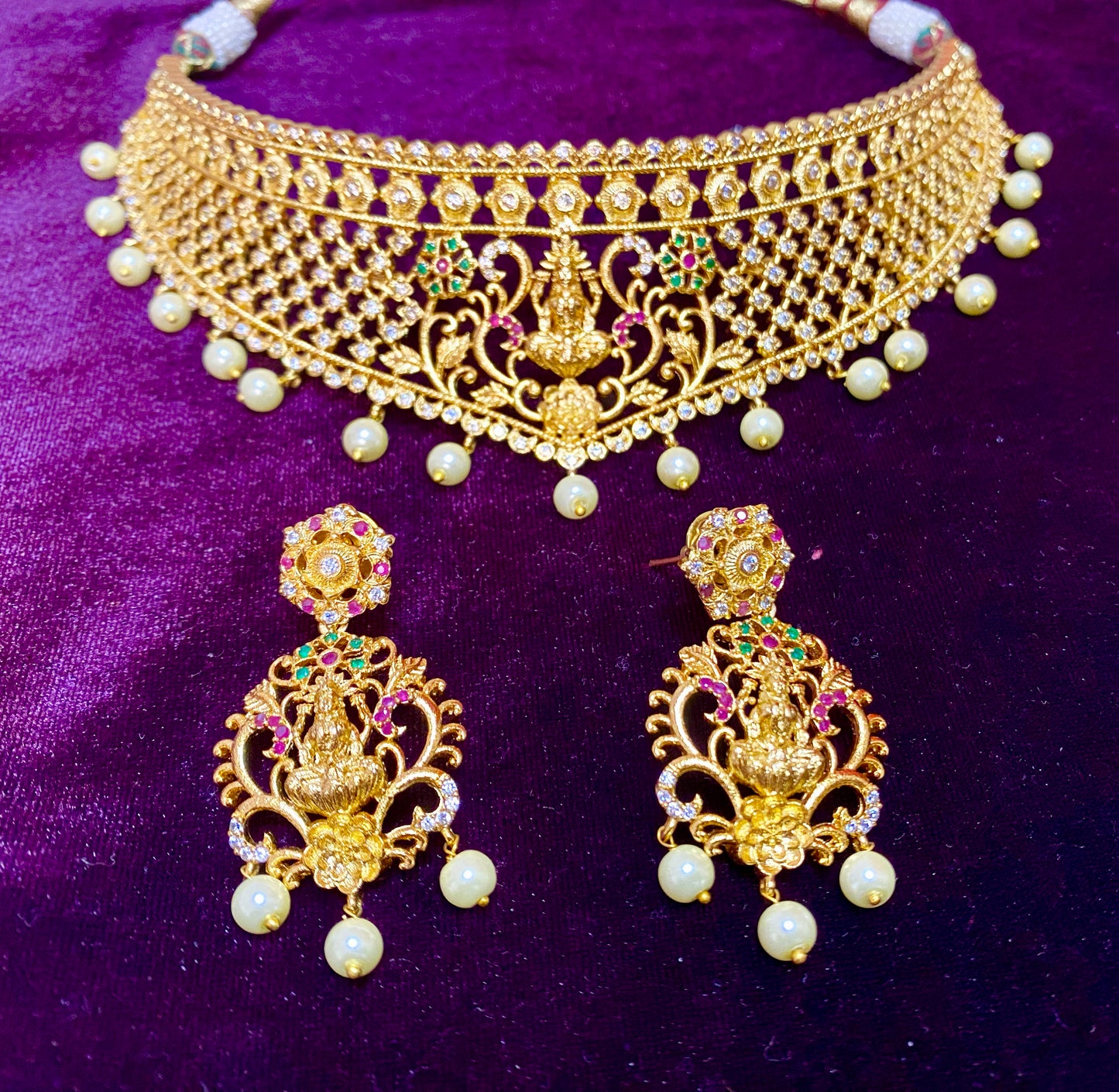 Matte Finish Choker| Temple Laxmi Design