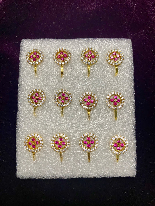 American Diamond Nose Pin - Set of 12