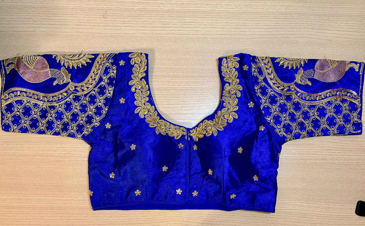 Embroidery Sequin Peacock Design Padded Blouse