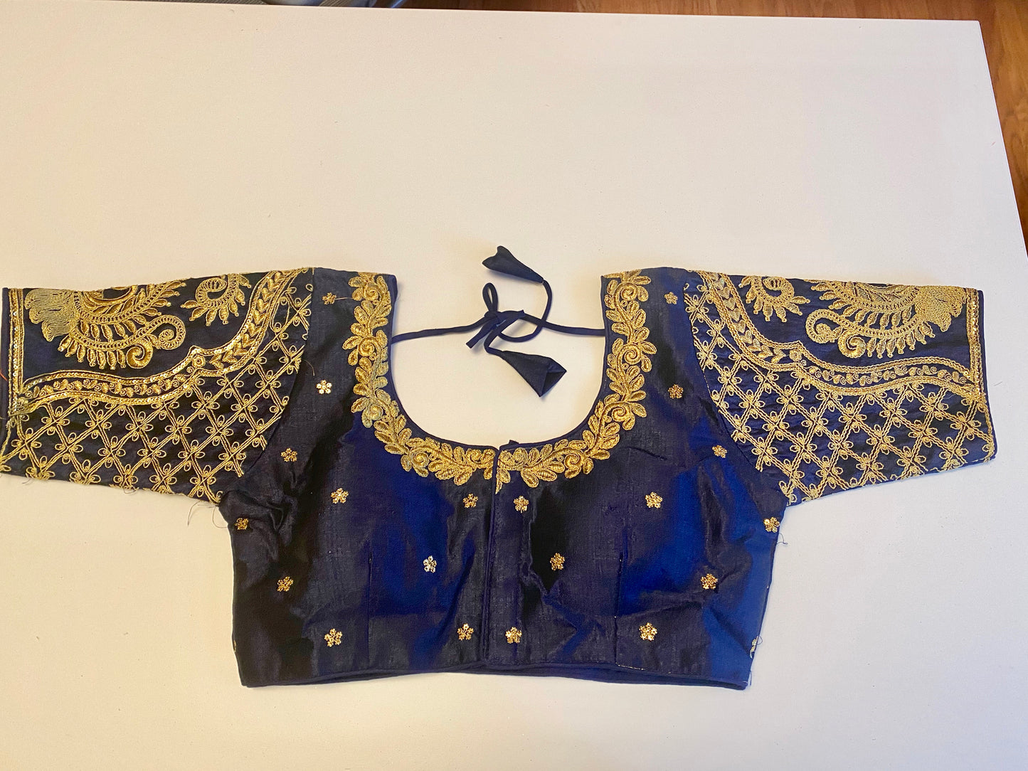 Embroidery Sequin Peacock Design Padded Blouse