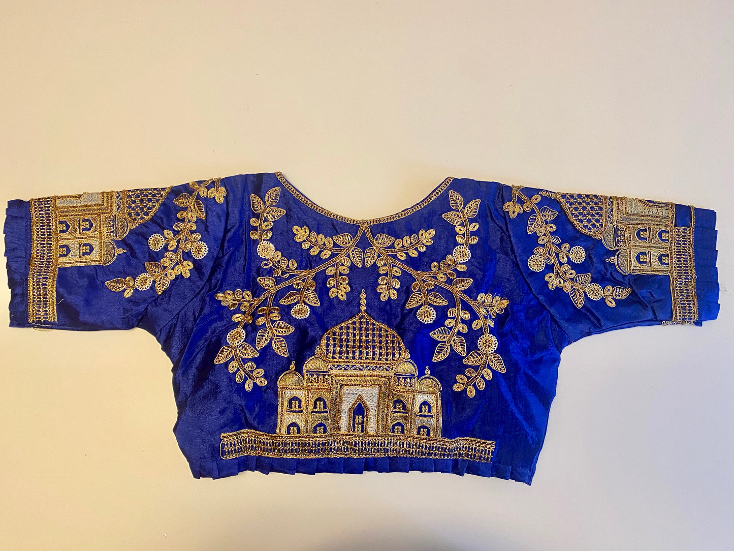 Royal Blue Taj Mahal  Padded blouse -Size 38