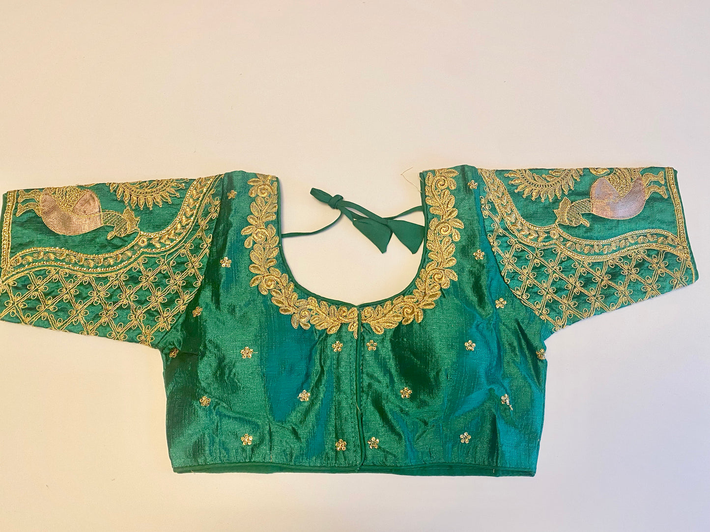 Embroidery Sequin Peacock Design Padded Blouse