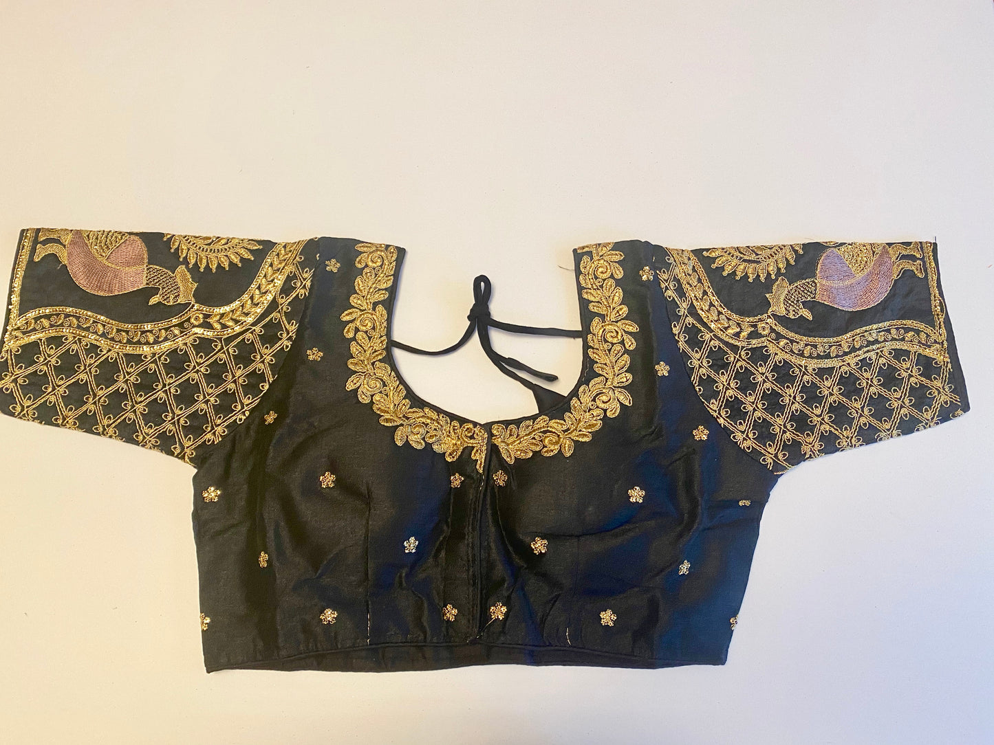 Embroidery Sequin Peacock Design Padded Blouse