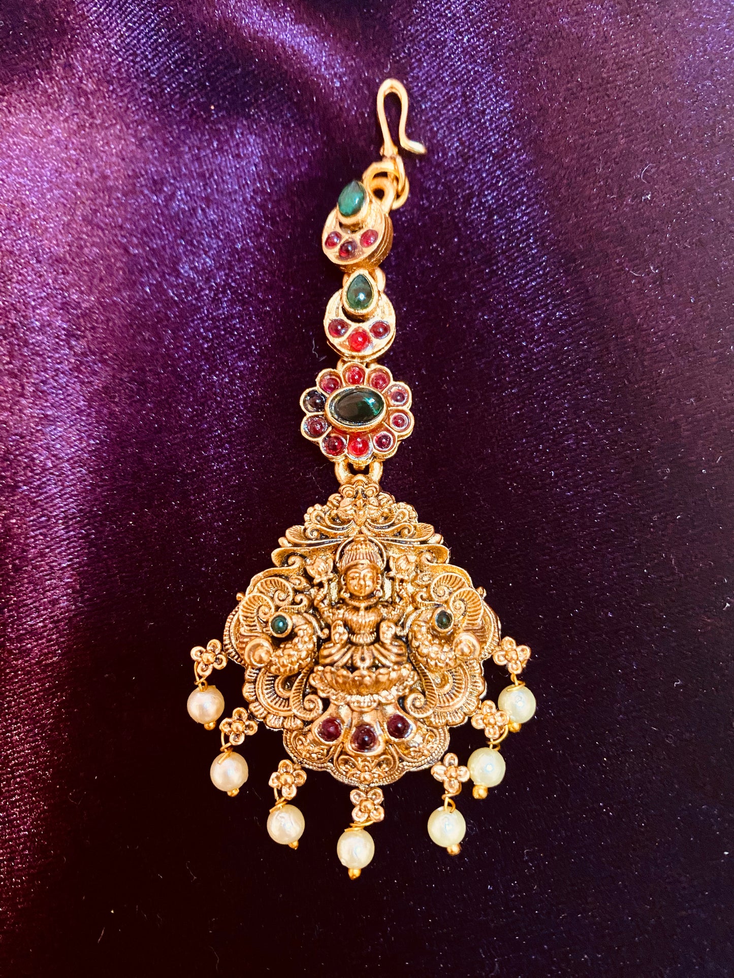 Laxmi Peacock Ruby Green Maangtikka