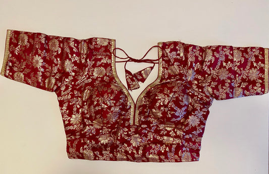 Maroon Brocade Ready Blouse 38"-40"