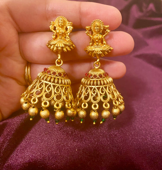 Antique Laxmi Temple Jhumki Earrings