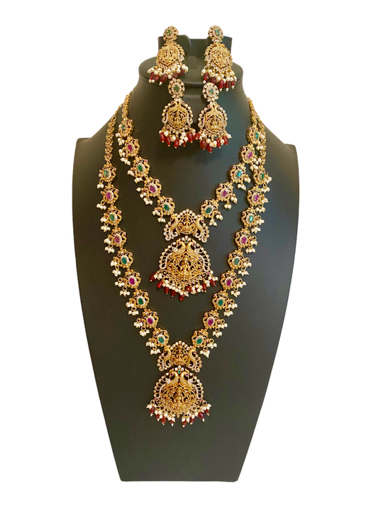 Laxmi Peacock AD Guttapusalu Necklace