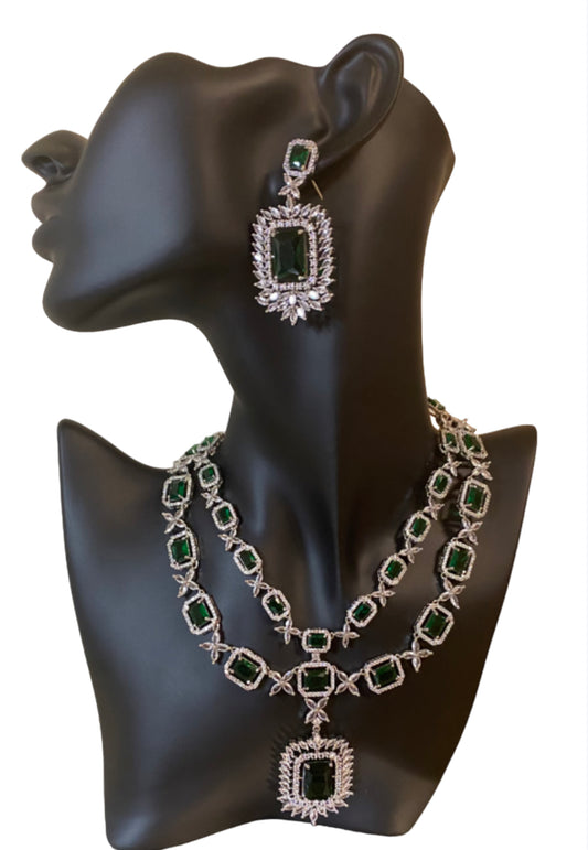 CZ American Diamond 2 Layer Necklace