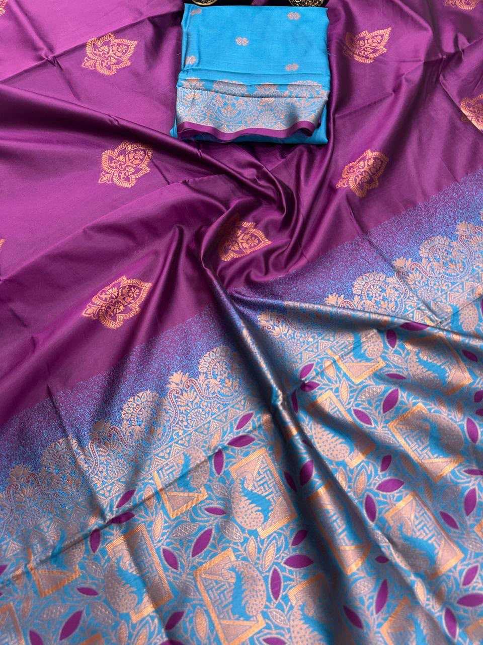 Lichi Silk Banarasi Saree in Dark Green