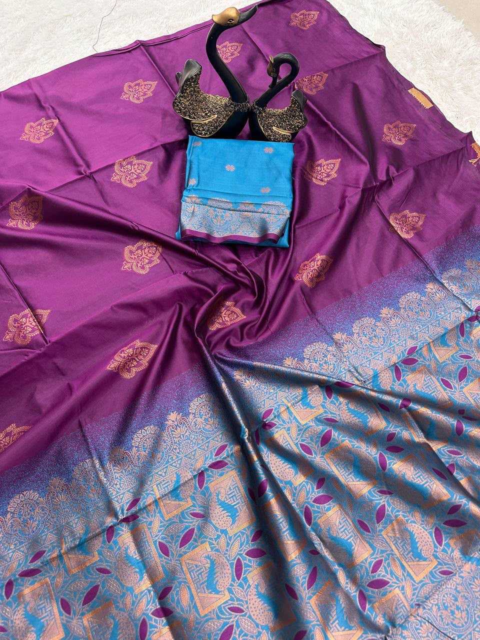 Lichi Silk Banarasi Saree in Dark Green