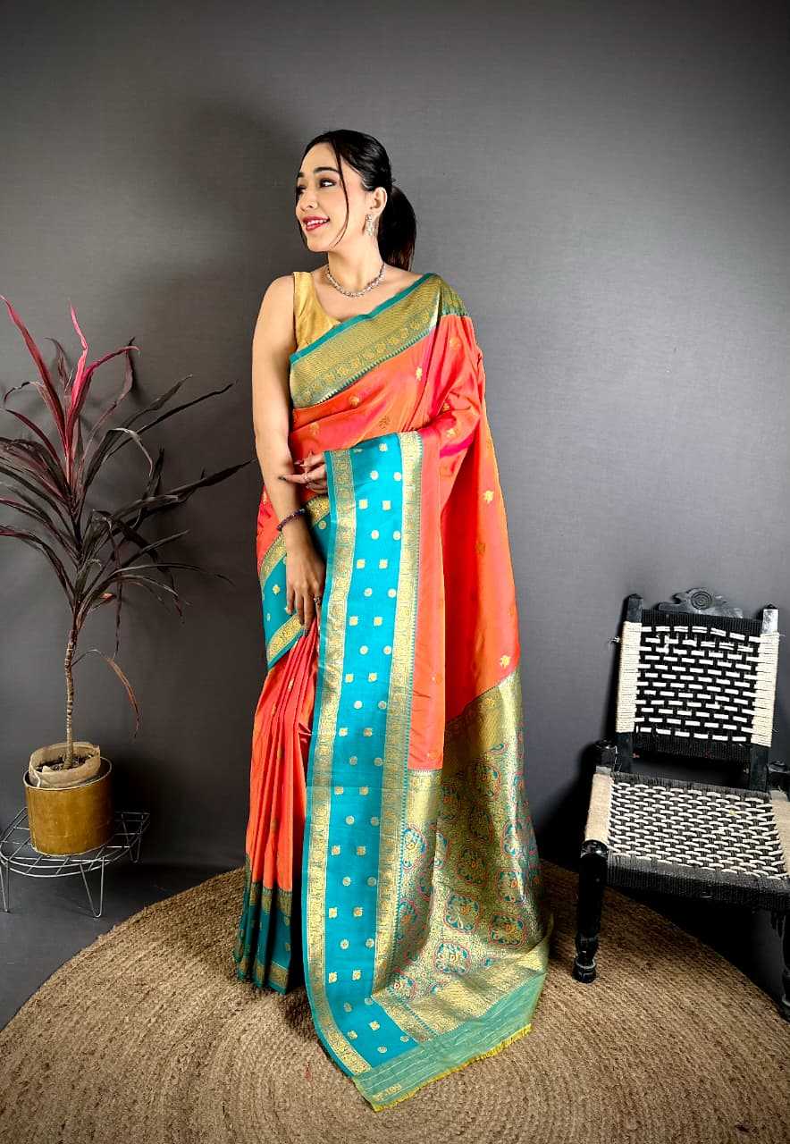 Banarasi Soft Silk Saree in Copper