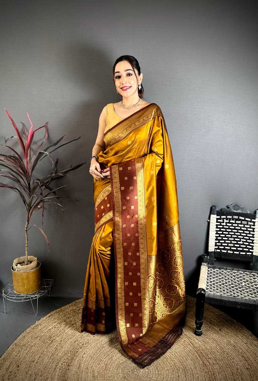 Banarasi Soft Silk Saree in Copper
