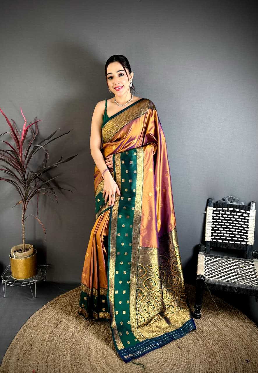 Banarasi Soft Silk Saree in Copper