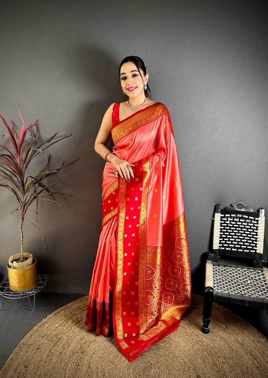 Banarasi Soft Silk Saree in Copper