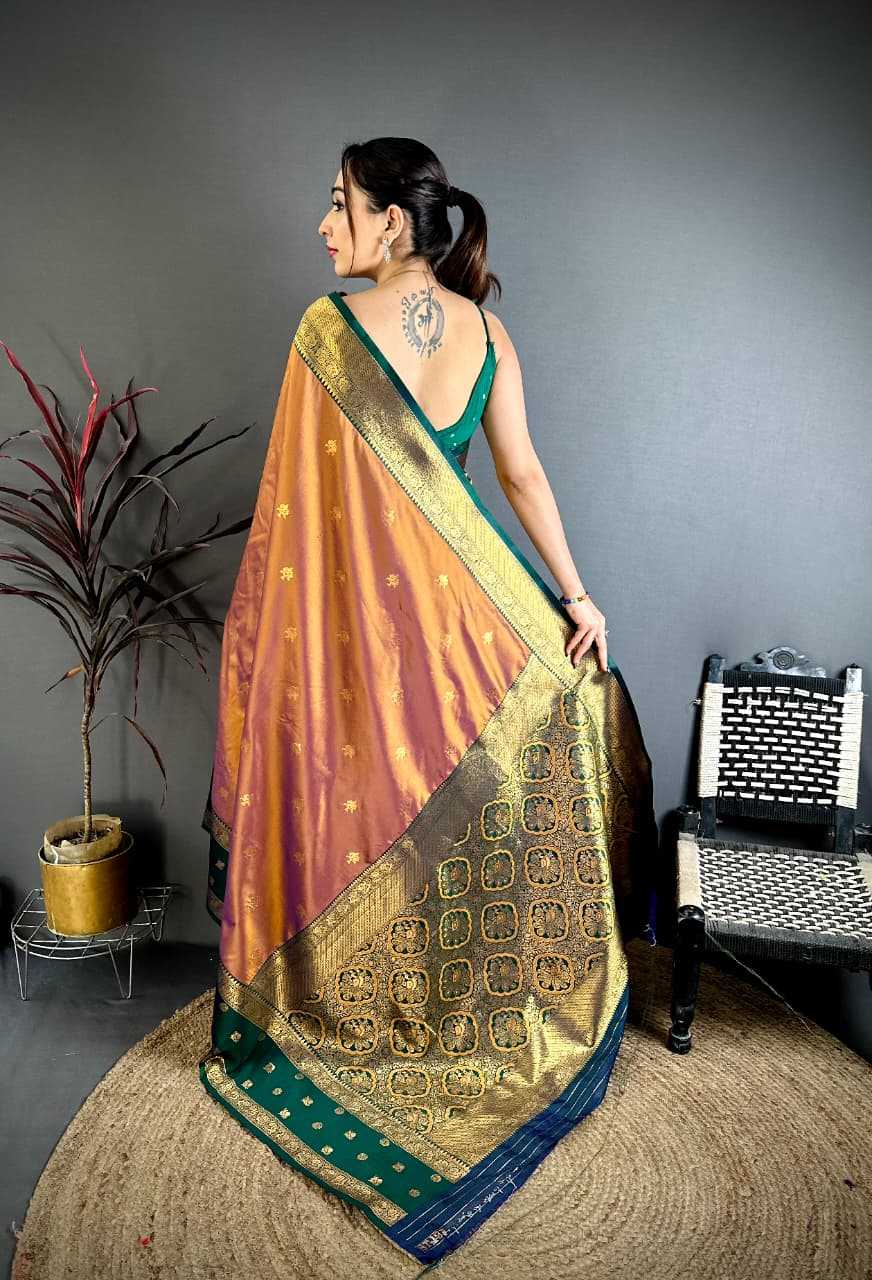 Banarasi Soft Silk Saree in Copper