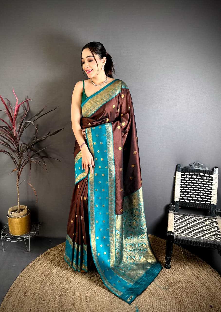 Banarasi Soft Silk Saree in Copper
