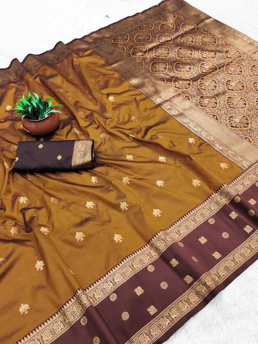 Banarasi Soft Silk Saree in Copper