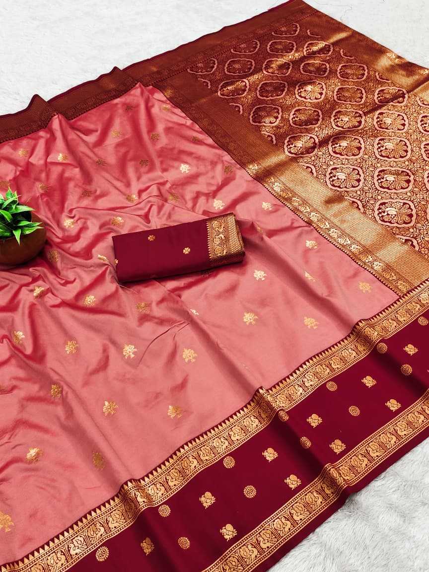 Banarasi Soft Silk Saree in Copper