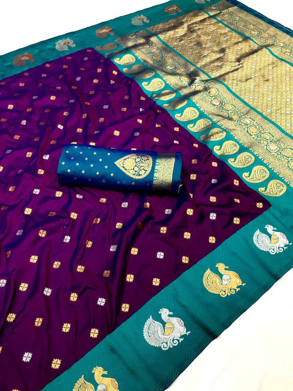 Banarasi Soft Silk Saree in Yellow