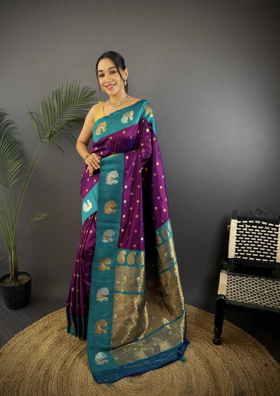 Banarasi Soft Silk Saree in Yellow
