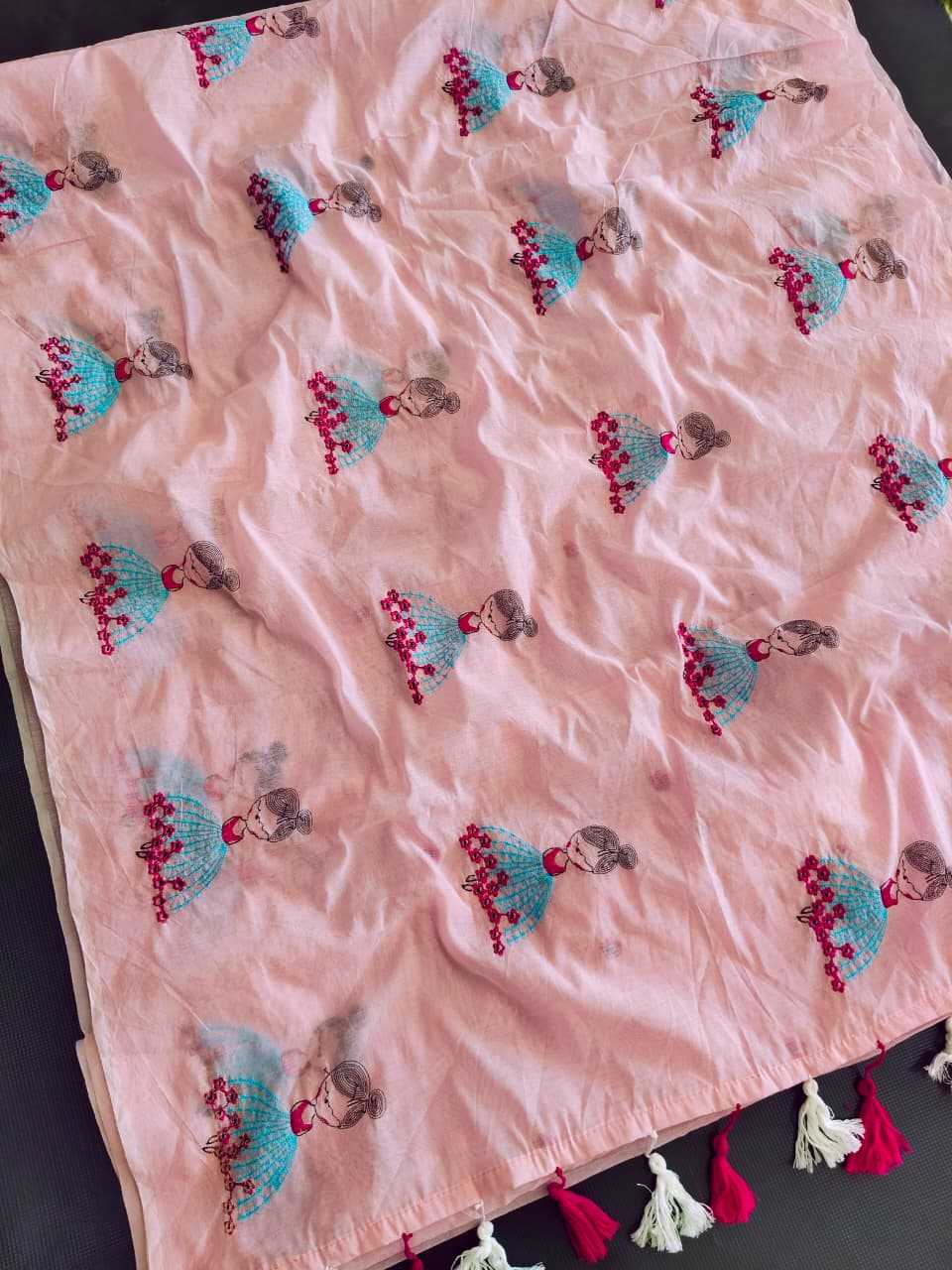 Chanderi Cotton Designer Saree in Baby Pink