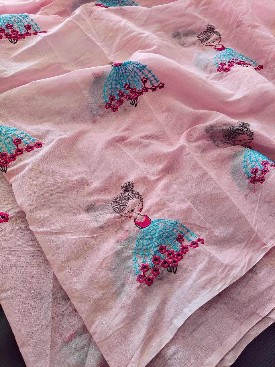 Chanderi Cotton Designer Saree in Baby Pink