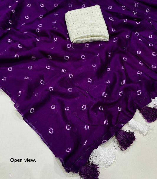 Chanderi Cotton Designer Saree in Violet