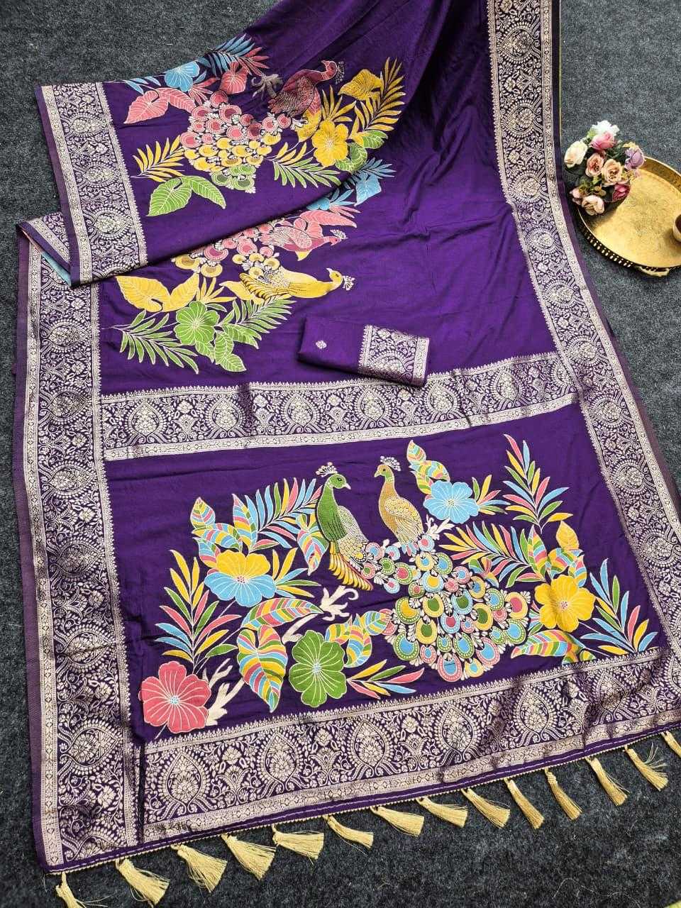 Crepe Silk Soft Saree in Rani