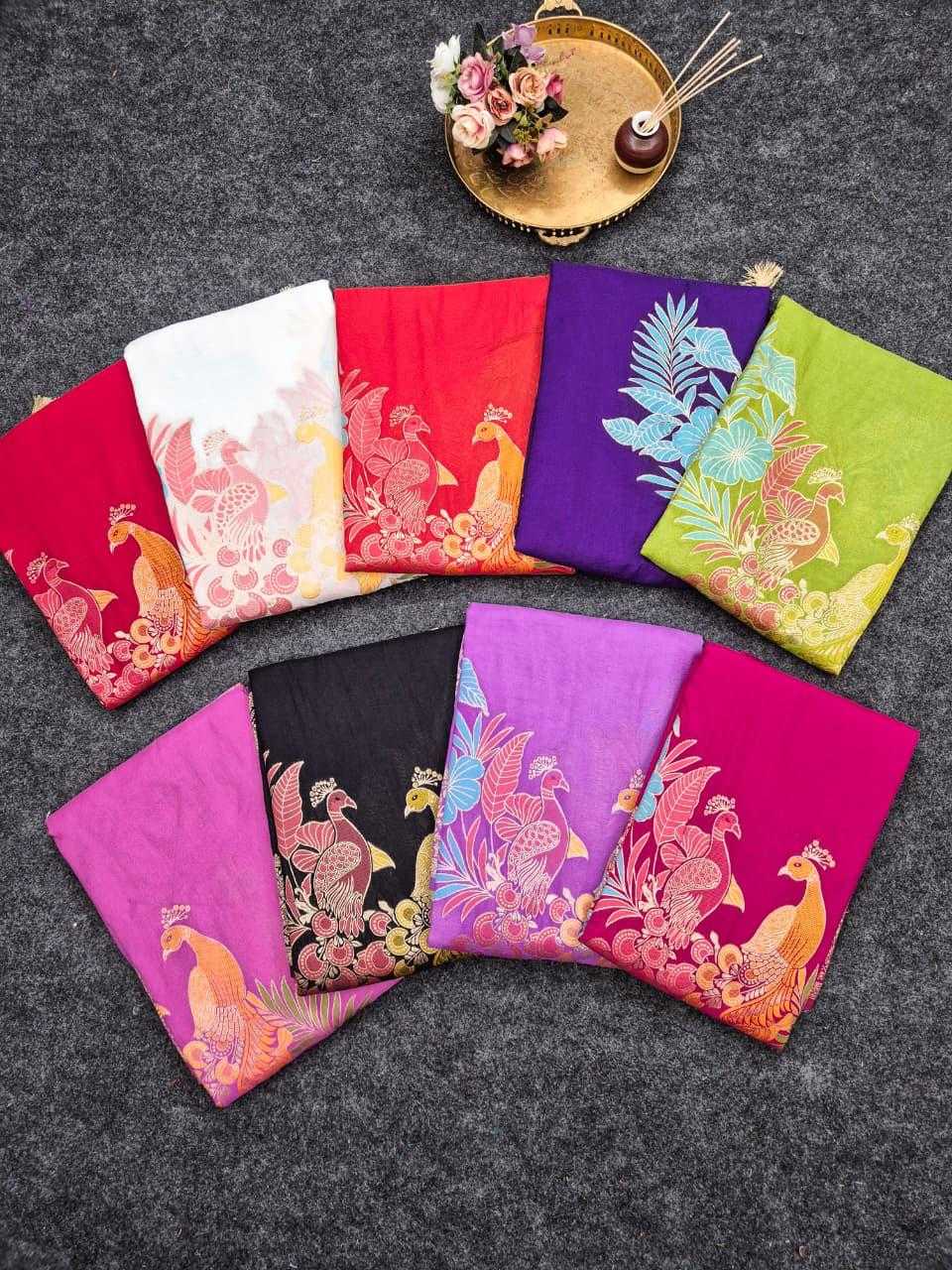 Crepe Silk Soft Saree in Rani