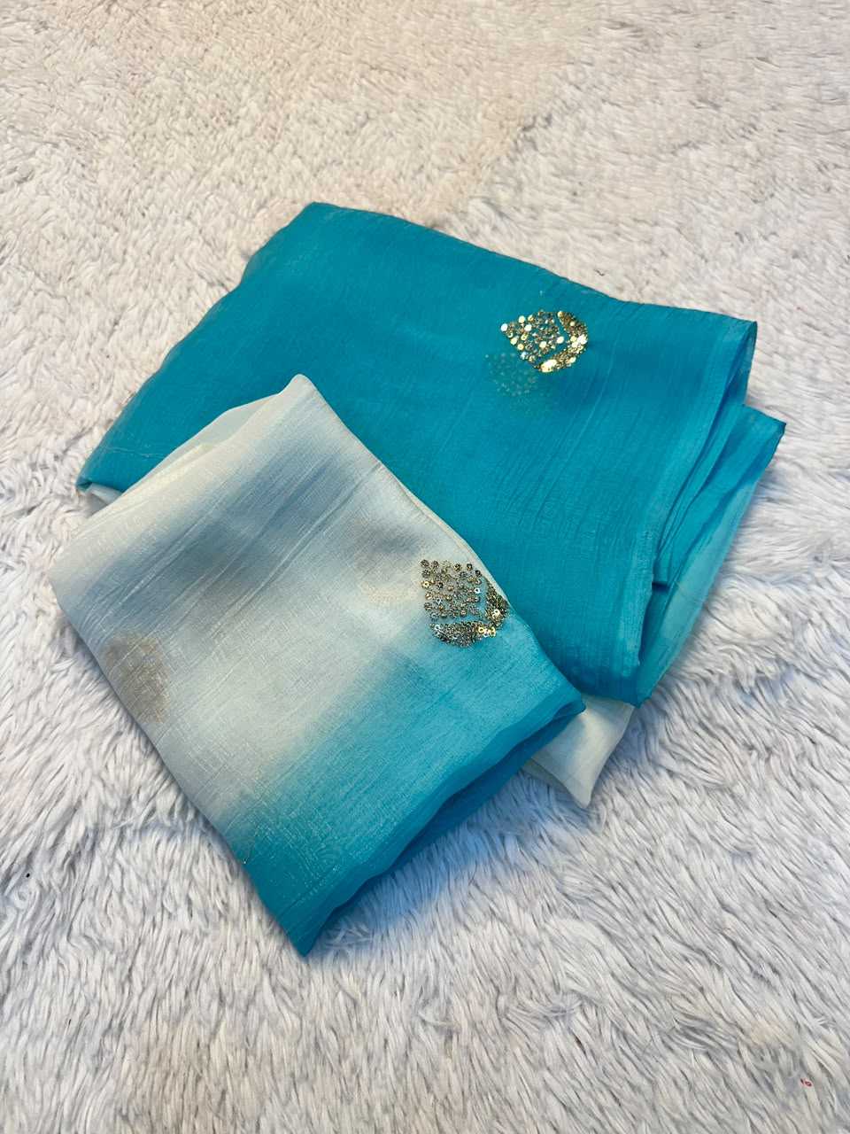 Crush Silk Soft Saree in Sky