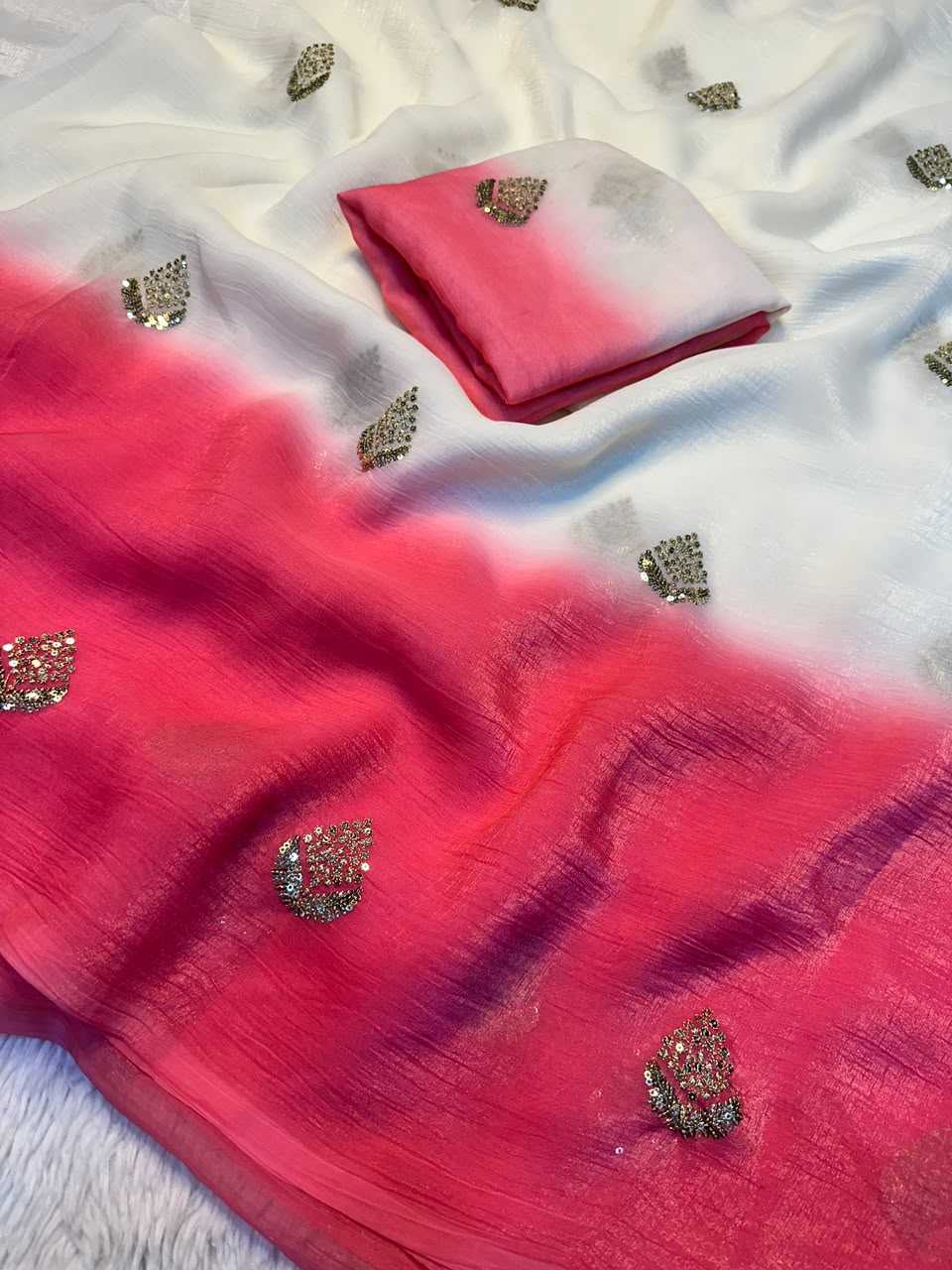 Crush Silk Soft Saree in Sky