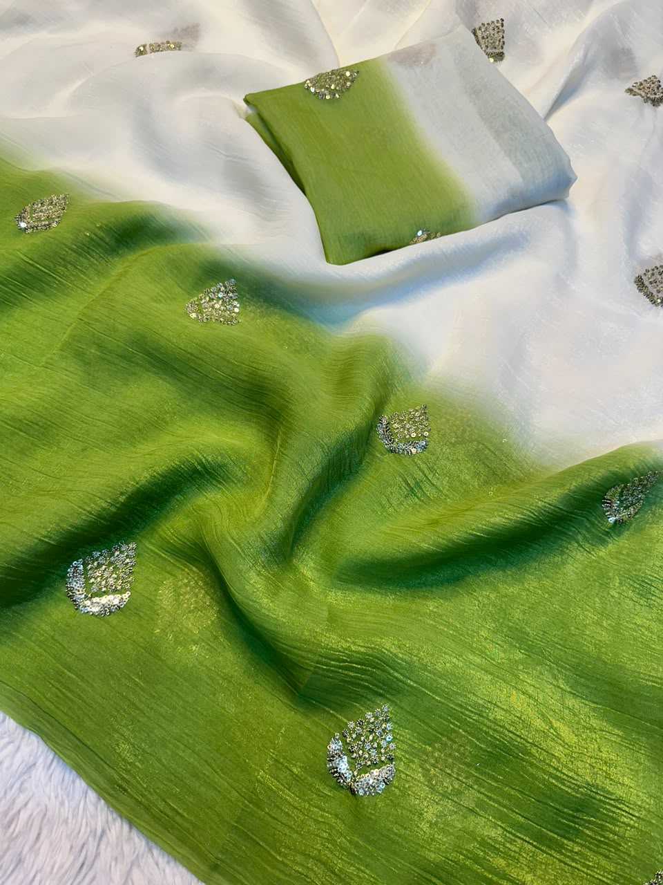 Crush Silk Soft Saree in Sky